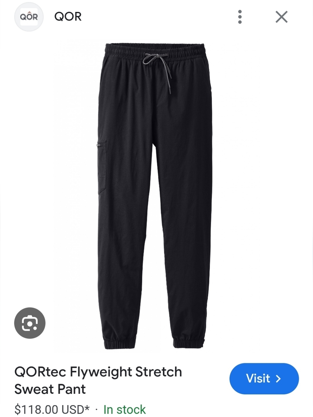 QORtec Flyweight Stretch Sweat Pant - Black Sz M